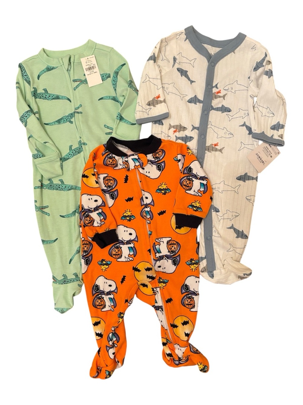 Bundle lot of newborn Halloween boys sleepers one piece footies 0-3 months